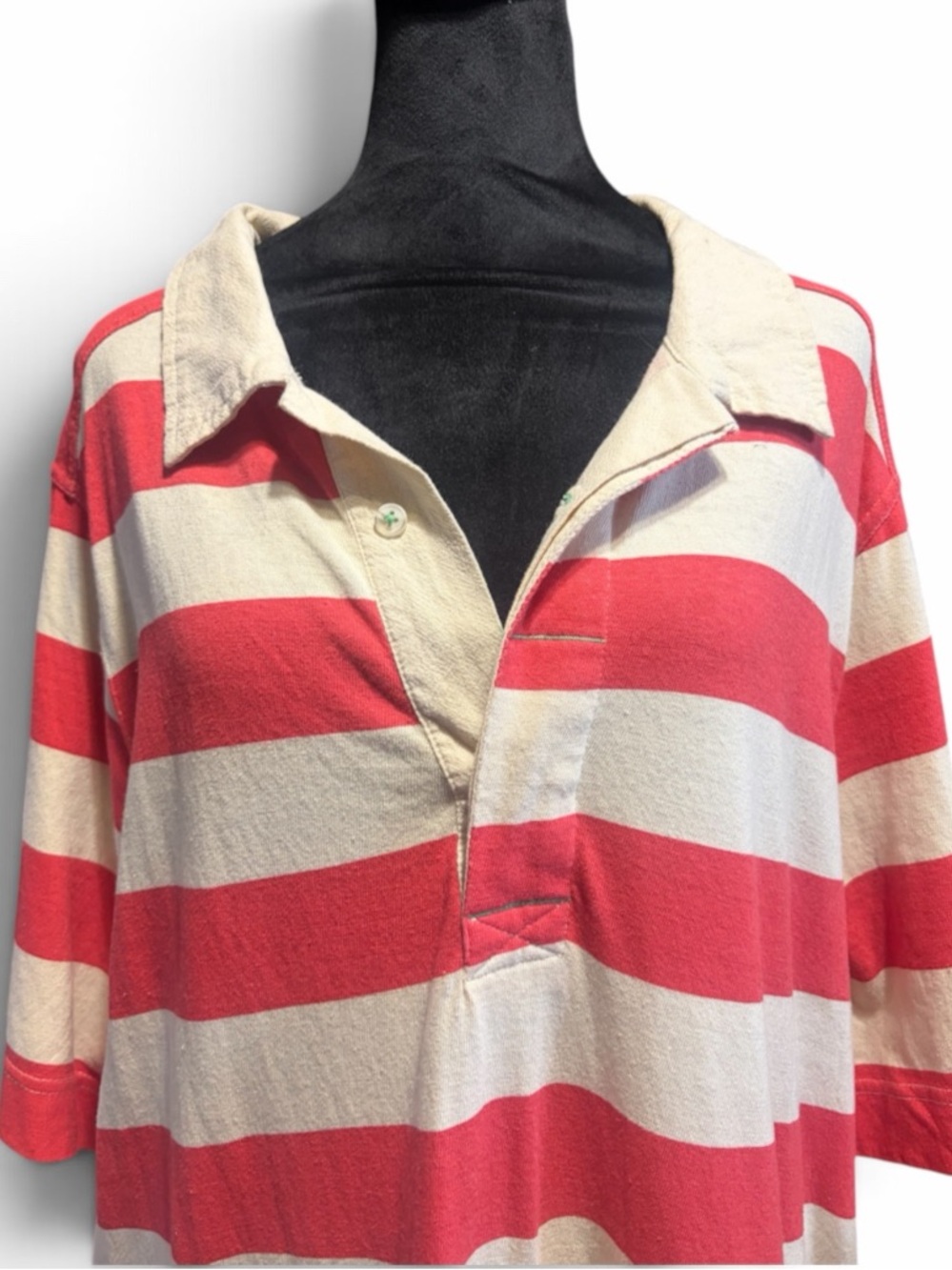 Free People Lucas Mini Dress in a sporty rugby-design Coral, Cream, pleated - Picture 5 of 8